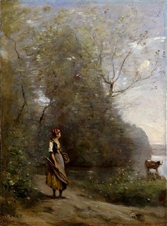 Girl in a Forest by Jean-Baptiste-Camille Corot