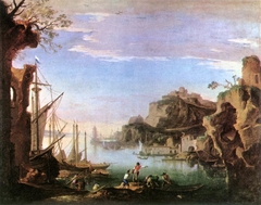 Harbour with Ruins by Salvator Rosa