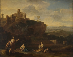 Idyllic Landscape with Fortress by Gerard Hoet