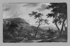 Italianate landscape by Nicolaes Pieterszoon Berchem