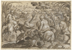 Jacht op struisvogels in Barbarijë by Jan van der Straet