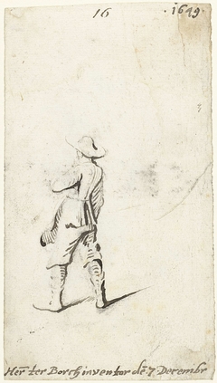 Jongen met stok, van achteren by Harmen ter Borch