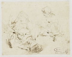 Kleine studie van de kop van een zieke vrouw by Rembrandt