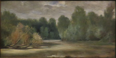 L'étang, près du Louroux by Eugène Delacroix