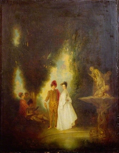 La cascade by Jean-Antoine Watteau