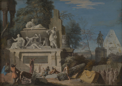 Landscape with an Allegorical Monument to Newton by Marco Ricci