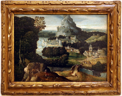 Landscape with S Hieronymus by Herri met de Bles