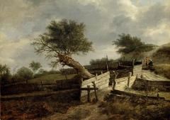 Landscape with Wooden Fence by Jacob van Ruisdael