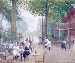 Le Chalet du cycle au bois de Boulogne by Jean Béraud