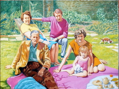 ‘Lunch on the grass’ (2012) oil on linen, 76.3 x 101.7 cm by john albert walker