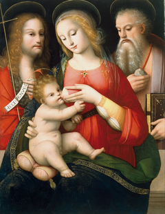 Madonna with Child and Saints John the Baptist and Girolamo by Andrea del Brescianino