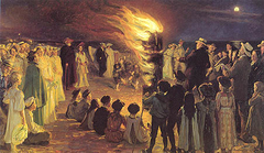 Midsummer Eve Bonfire on Skagen Beach by Peder Severin Krøyer