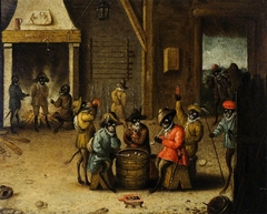 Monkeys drinking and smoking in a Tavern Interior by Anonymous