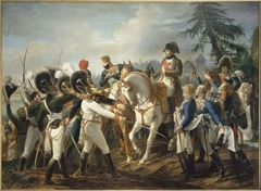 Napoléon harangue les troupes bavaroises et wurtembourgeoises à Abensberg, 20 avril 1809. by Jean-Baptiste Debret