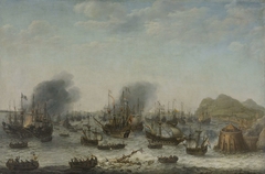 Naval battle near Gibraltar, 25 April 1607 (Victory over the Spanish near Gibraltar by a Fleet Commanded by Admiral Jacob van Heemskerck) by Adam Willaerts