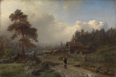 Norwegian Landscape in Rain by Hans Gude