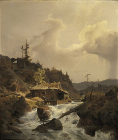 Norwegische Landschaft mit Sägemühle by Andreas Achenbach