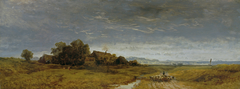 Oberbayerische Ebene mit heimziehender Schafherde by Eduard Schleich the Elder