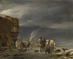 On the Ice near a Town by Nicolaes Pietersz. Berchem