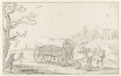 Overval op een reiswagen by Esaias van de Velde