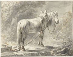 Paard voor een slede, naar rechts by Dirk Langendijk