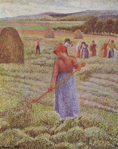 Peasant Girl Raking Hay at Èragny by Camille Pissarro