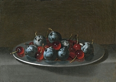 Plate with Plums and Morello Cherries by Juan van der Hamen