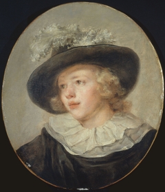 Portrait de jeune garçon avec un chapeau à plumes by Jean-Honoré Fragonard