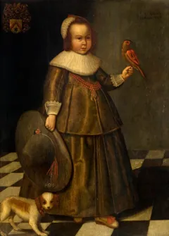 Portrait of a Boy, Aged Three, with a Large Hat and a Parrot by Unknown Artist