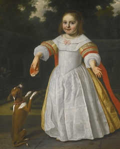 Portrait of a Girl with a Bread-bun and a Dog by Bartholomeus van der Helst