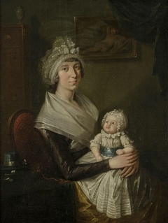 Portret van Geertruy van Claveren (1768-1823) en zoontje Wilhelmus van den Berg (geb. 1794) by Gijsbertus Johannus van den Berg