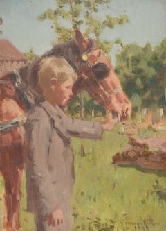 Profile Portrait of a Boy with a Horse by Denman Ross