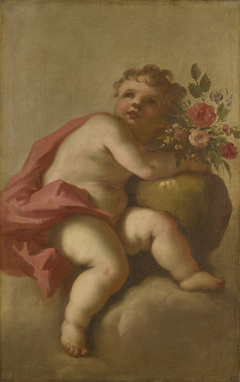 Putto with a Vase of Flowers by Giovanni Antonio Pellegrini