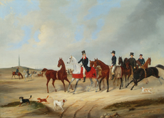 Reiterkavalkade mit Hunden by August von Rentzell