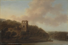 Ruine am Ufer eines Flusses by Christian Wilhelm Ernst Dietrich