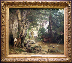 Running deer in Plaisir-Fontaine creek by Gustave Courbet