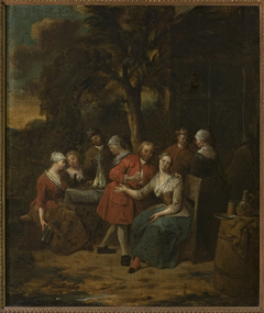 Scene in the garden by Jan Baptist Lambrechts