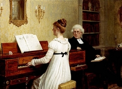 Singing to the Reverend by Edmund Leighton