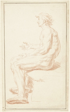 Studie van zittend mannelijk naakt, van opzij gezien by Louis Fabritius Dubourg