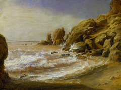 Surf at the coast of Capri by Christian Frederik Ferdinand Thoming