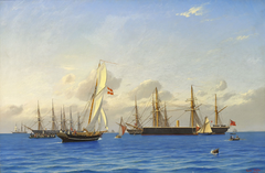 The Channel Fleet at Copenhagen in 1862. by Carl Bille