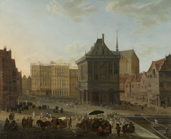 The Dam, Amsterdam, with the new town hall under construction by Jacob van der Ulft