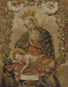 The Virgin Adoring the Christ Child with Two Saints (La Virgin adorando al Niño Jesús con dos santos) by Anonymous