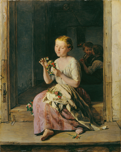 The wreath maker by Ferdinand Georg Waldmüller