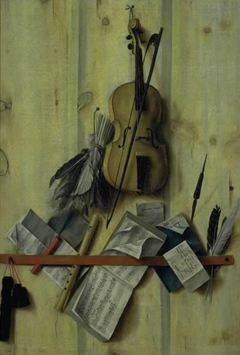 Trompe l'oeil with Violin, Music Book and Recorder by Cornelis Norbertus Gijsbrechts