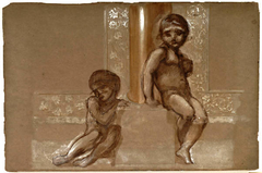 Troy Triptych - Study of Two Putti by Edward Burne-Jones