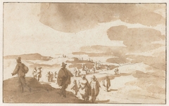 Two Sketches of Figures on the Dunes near Scheveningen by Jan de Bisschop