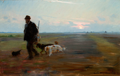 Michael Ancher vender hjem fra jagten by Peder Severin Krøyer