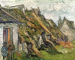 Thatched Sandstone Cottages in Chaponval by Vincent van Gogh