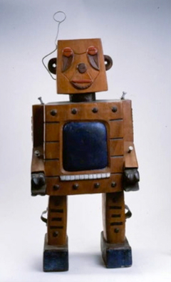 Untitled - Wood Robot Sculpture by Koffi Kouakou